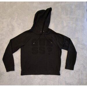Womens Black Guess Hoodie See Through Logo Size Large